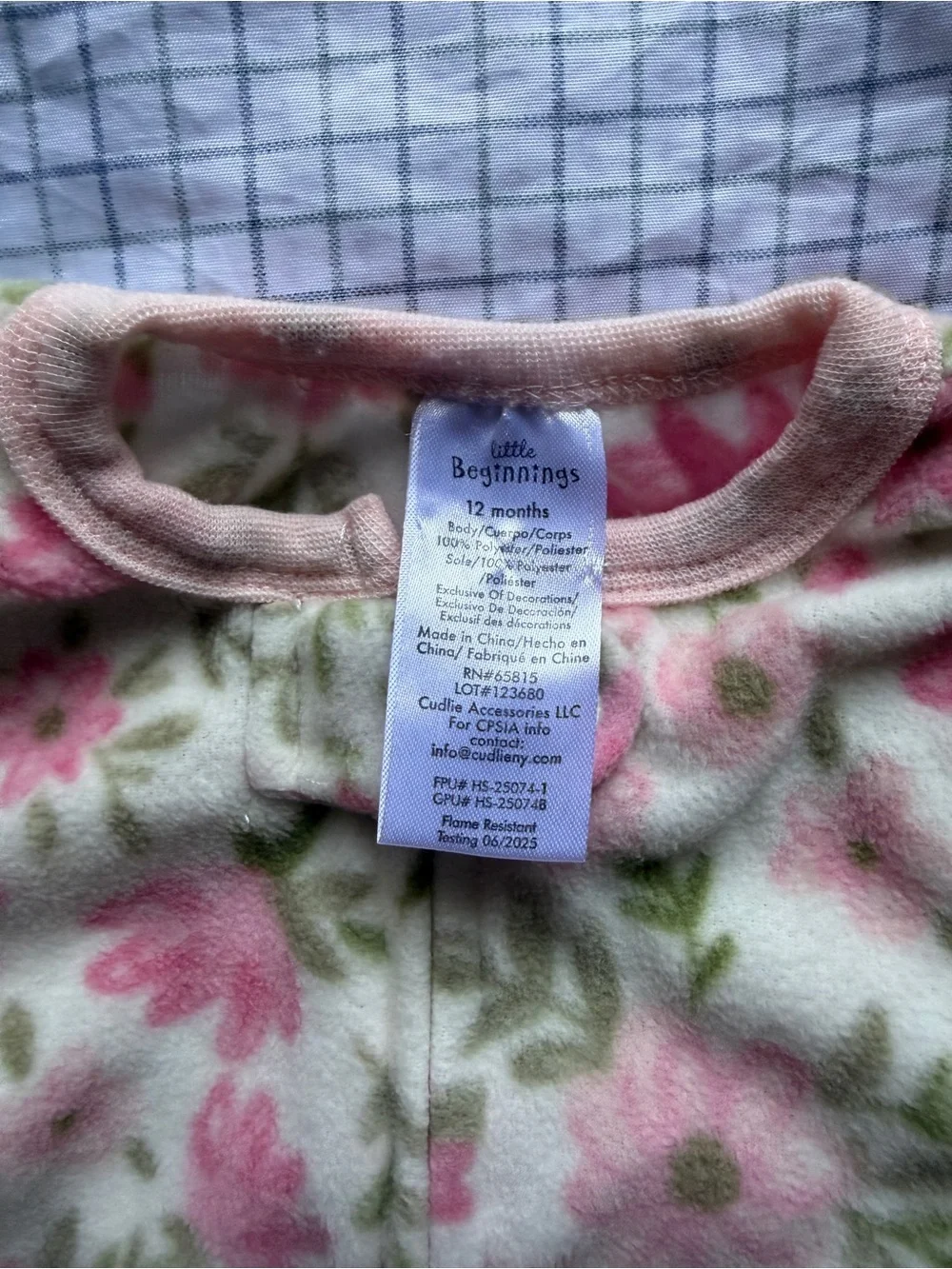 Little Beginnings Pink Floral Fleece Footed Sleeper Pajamas